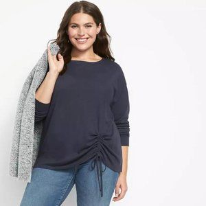 Lane Bryant Long Sleeve Boatneck Boxy Drawcord Tee Night Sky 18/20